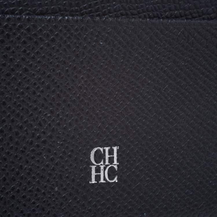 Pre Owned Carolina Herrera Navy Blue Leather Card Holder