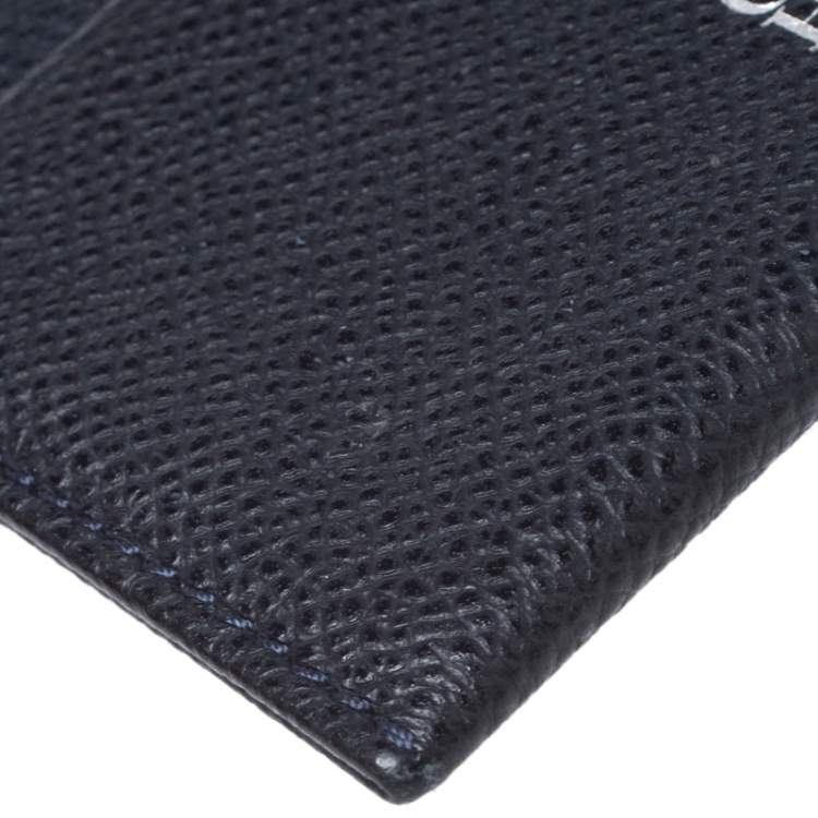 Pre Owned Carolina Herrera Navy Blue Leather Card Holder