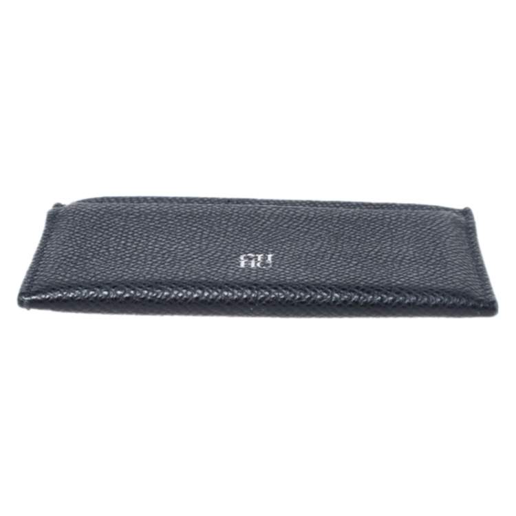 Pre Owned Carolina Herrera Navy Blue Leather Card Holder