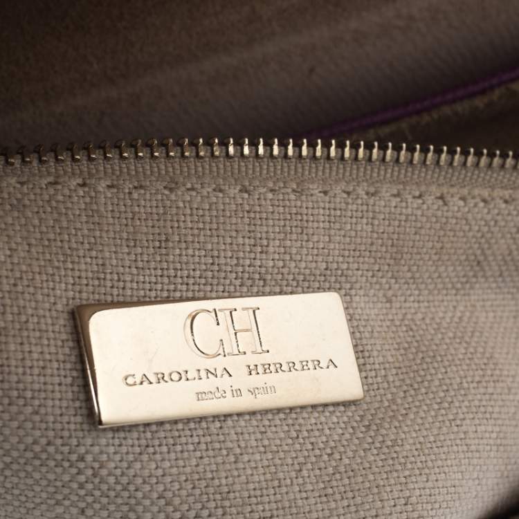 Pre Owned Carolina Herrera Purple Leather Flap Chain Shoulder Bag
