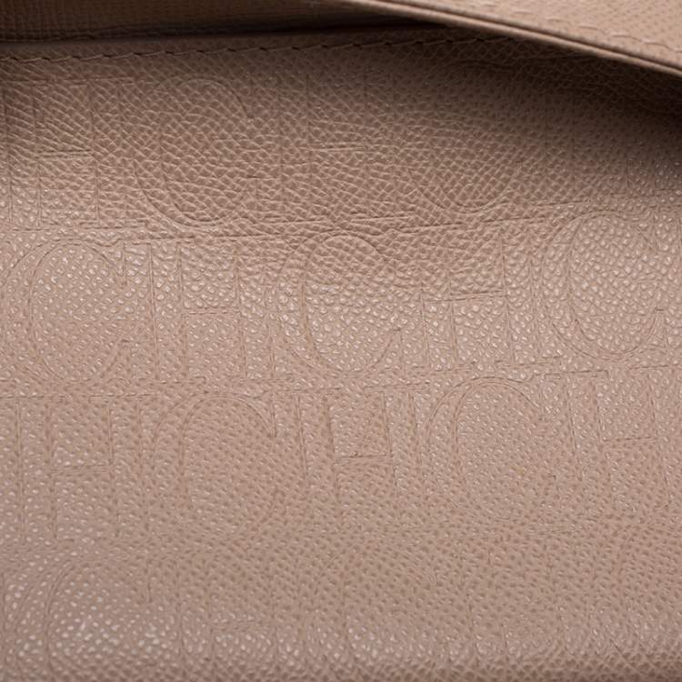 Pre Owned Carolina Herrera Beige Leather Minueto Top Handle Bag