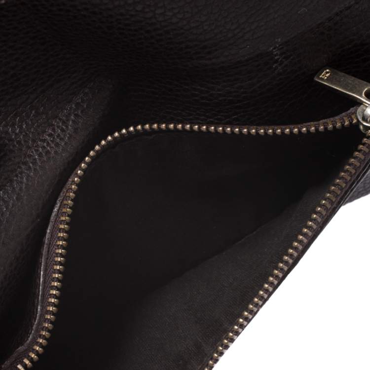 Pre Owned Carolina Herrera Burgundy Leather Long Trifold Wallet