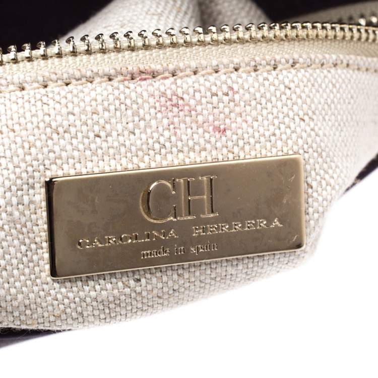 Pre Owned Carolina Herrera Purple Leather Chain Clutch