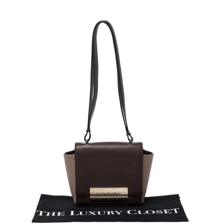 Pre Owned Carolina Herrera Tri Color Leather Shoulder Bag