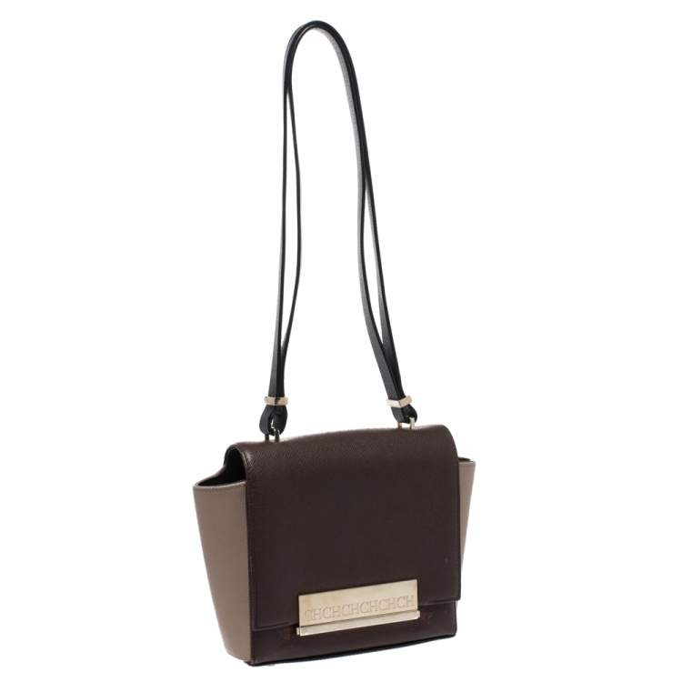 Pre Owned Carolina Herrera Tri Color Leather Shoulder Bag