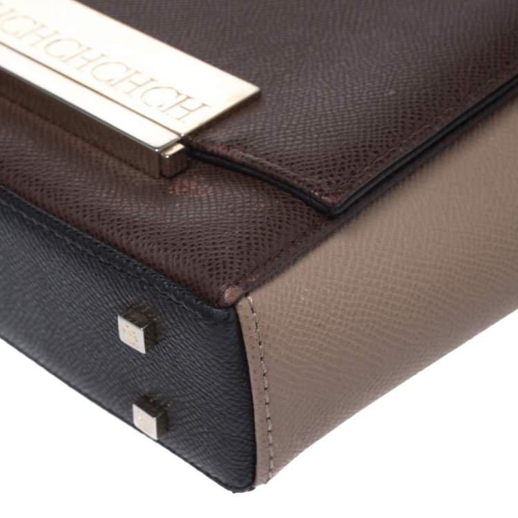 Pre Owned Carolina Herrera Tri Color Leather Shoulder Bag