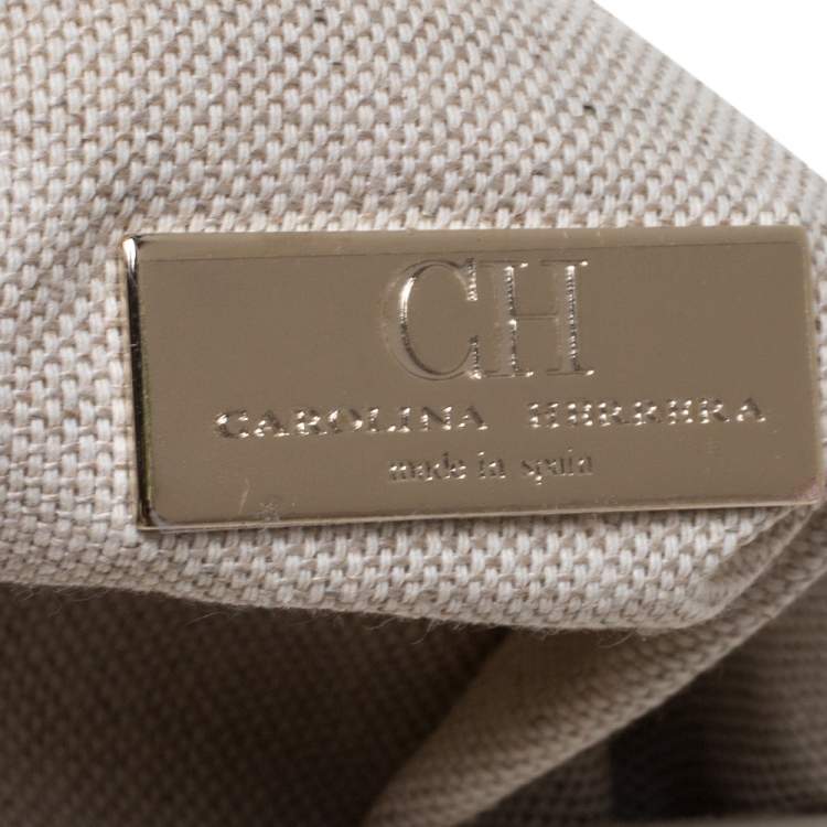 Pre Owned Carolina Herrera Bicolor Leather Top Handle Bag