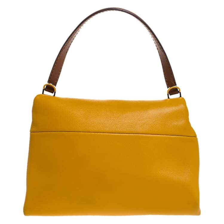 Pre Owned Carolina Herrera Bicolor Leather Top Handle Bag