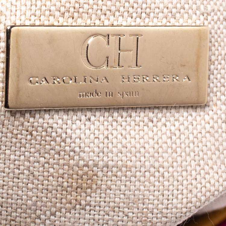 Pre Owned Carolina Herrera Tricolor Leather Camelot Top Handle Bag