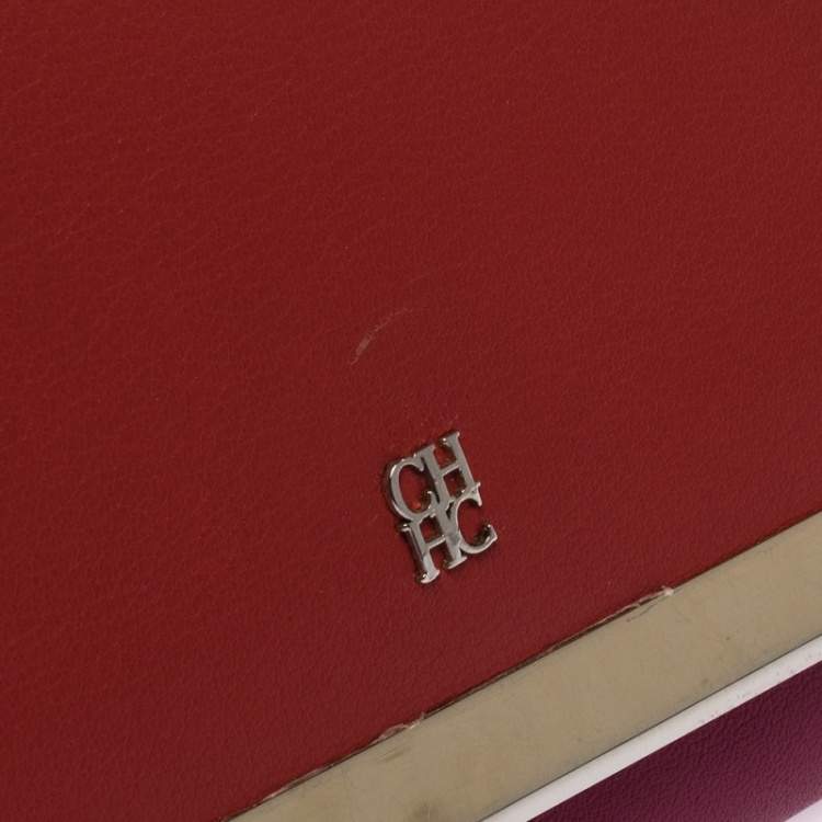 Pre Owned Carolina Herrera Multicolor Leather Trifold Continental Wallet