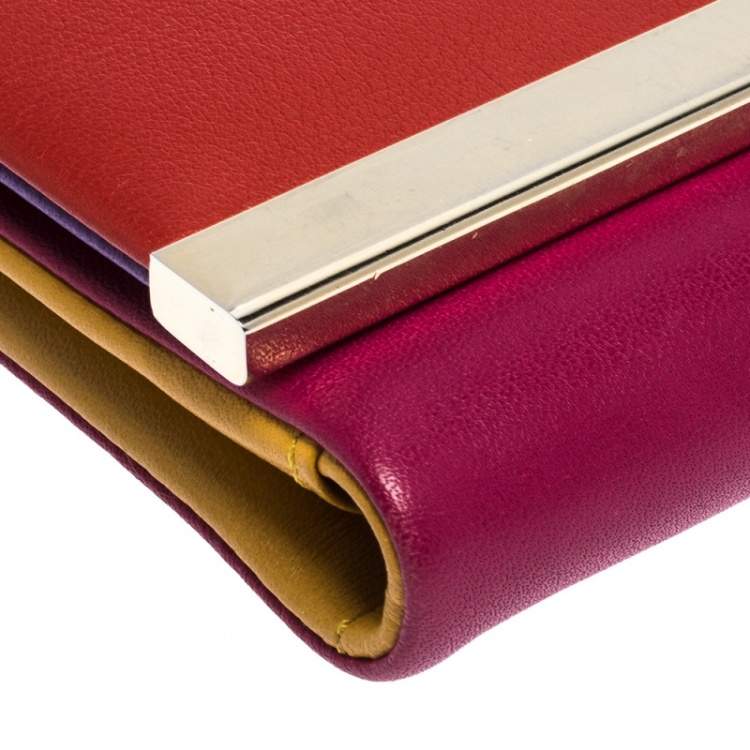 Pre Owned Carolina Herrera Multicolor Leather Trifold Continental Wallet