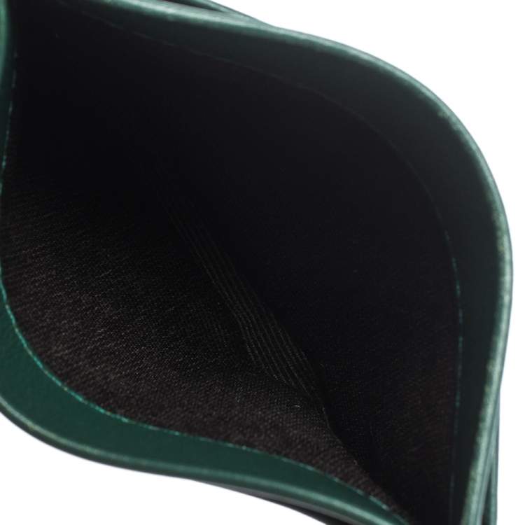 Pre Owned Carolina Herrera Green Embossed Leather Card Holder