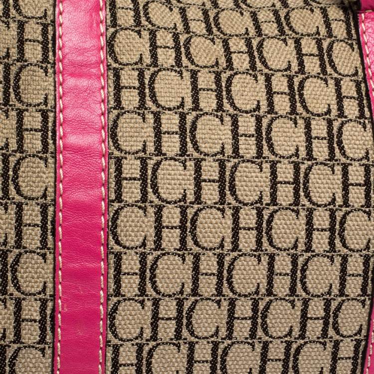 Pre Owned Carolina Herrera Multicolor Monogram Canvas and Leather Andy Boston Bag