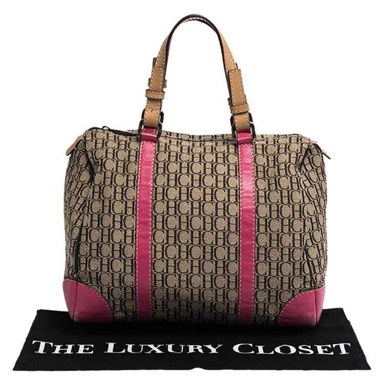 Pre Owned Carolina Herrera Multicolor Monogram Canvas and Leather Andy Boston Bag