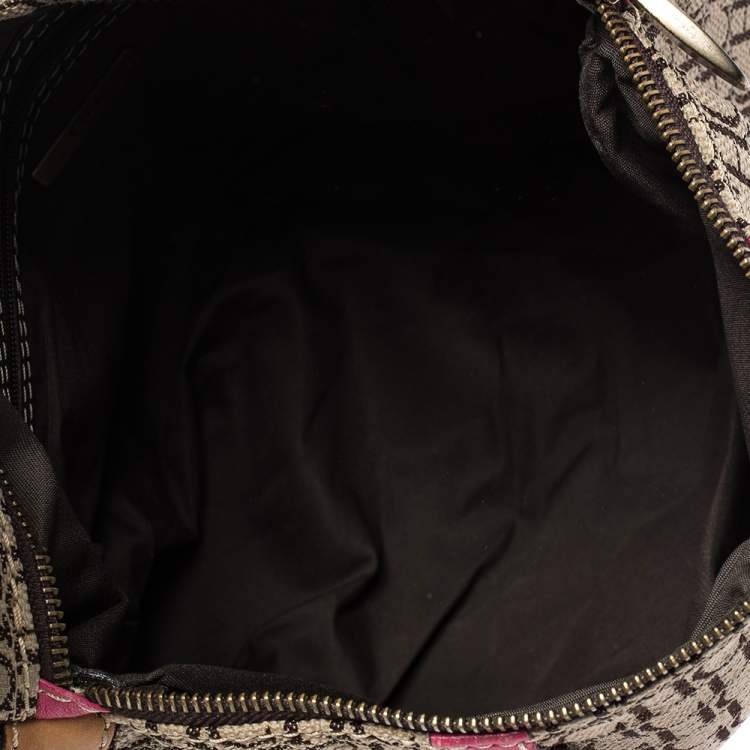 Pre Owned Carolina Herrera Multicolor Monogram Canvas and Leather Andy Boston Bag