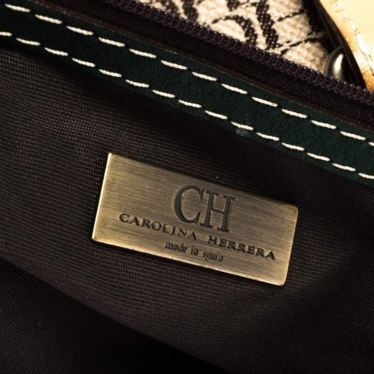 Pre Owned Carolina Herrera Multicolor Monogram Canvas and Leather Andy Boston Bag
