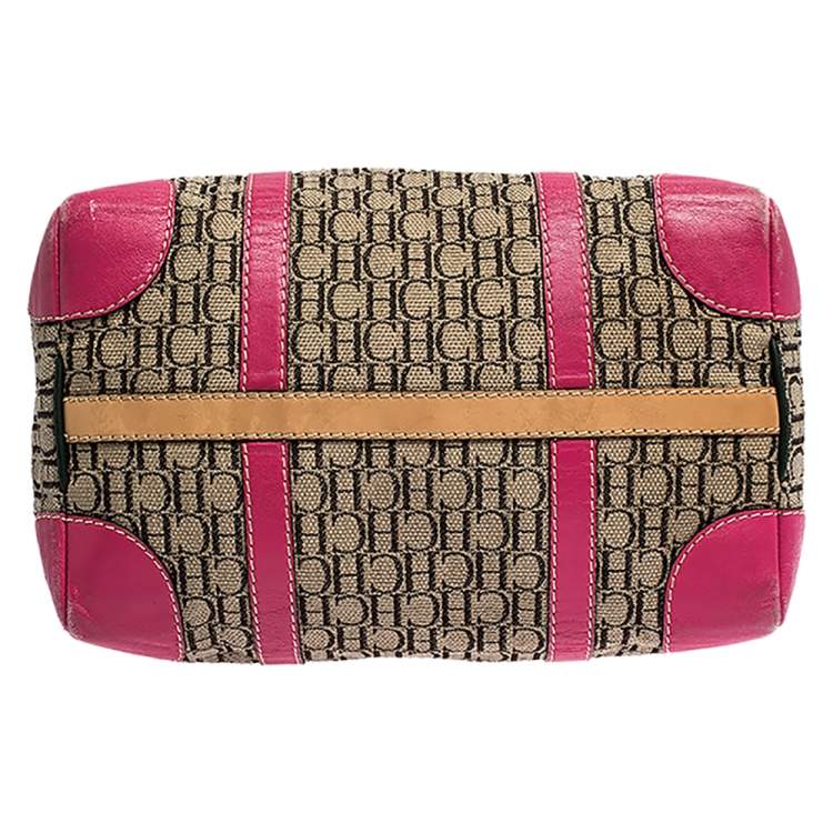 Pre Owned Carolina Herrera Multicolor Monogram Canvas and Leather Andy Boston Bag