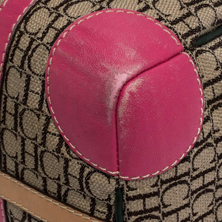 Pre Owned Carolina Herrera Multicolor Monogram Canvas and Leather Andy Boston Bag