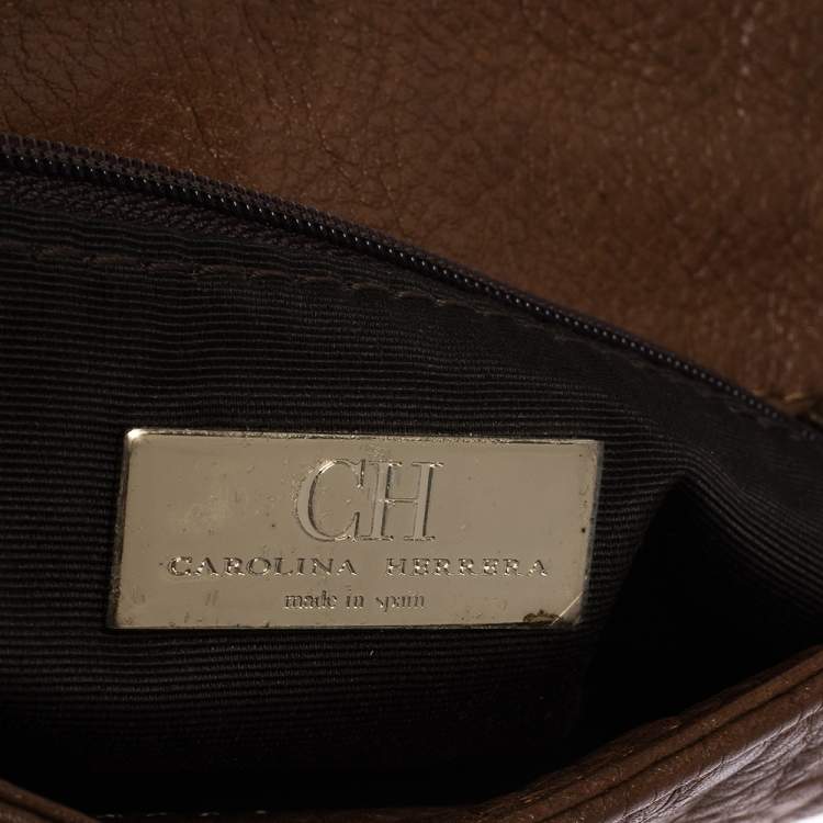 مملوكة مسبقًا Carolina Herrera Brown Monogram Leather Audrey Shoulder Bag