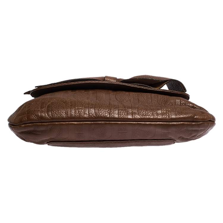 مملوكة مسبقًا Carolina Herrera Brown Monogram Leather Audrey Shoulder Bag