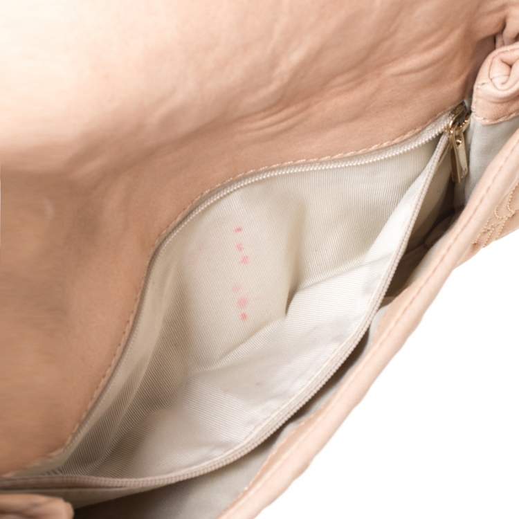 Pre Owned Carolina Herrera Beige Monogram Leather Jerry Clutch