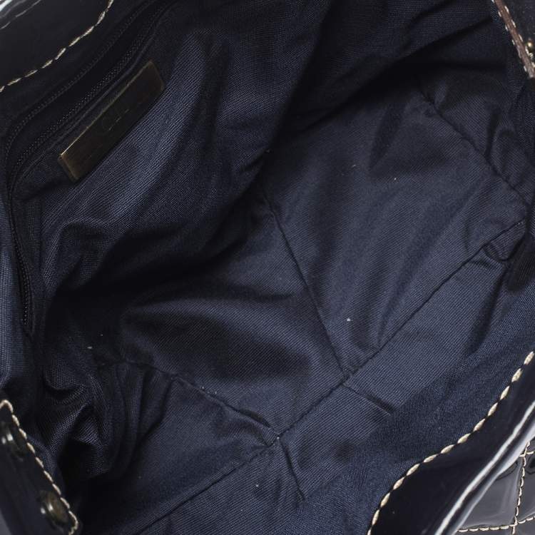 مملوكة مسبقًا Carolina Herrera Eggplant Monogram Patent Leather Chain Tote