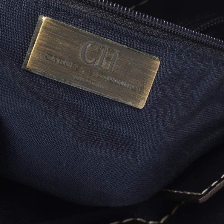 مملوكة مسبقًا Carolina Herrera Eggplant Monogram Patent Leather Chain Tote