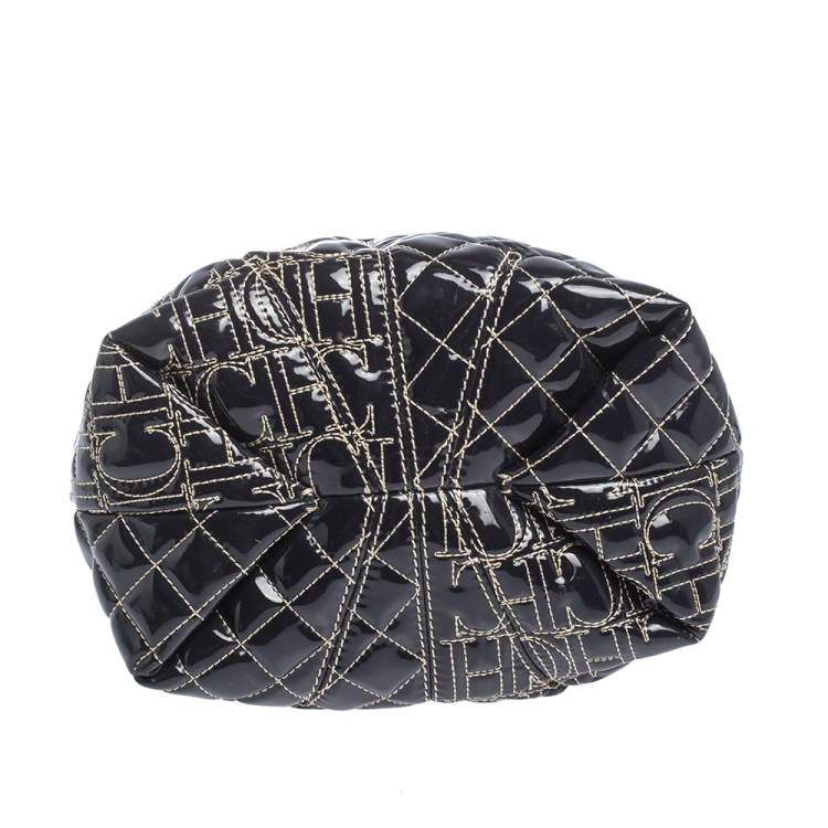 مملوكة مسبقًا Carolina Herrera Eggplant Monogram Patent Leather Chain Tote