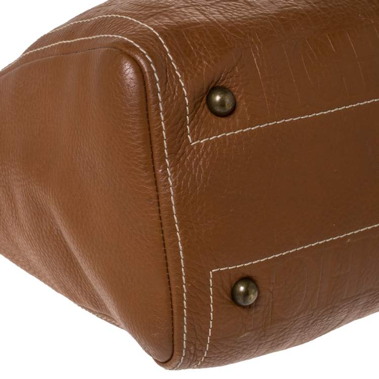 Pre Owned Carolina Herrera Brown Embossed Leather Andy Tote