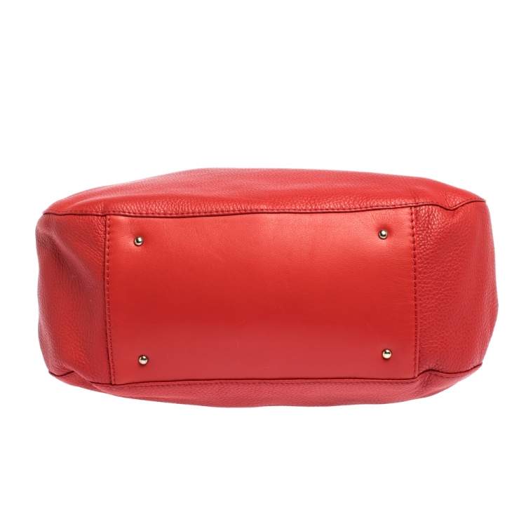 Pre Owned Carolina Herrera Red Leather CH Charm Hobo