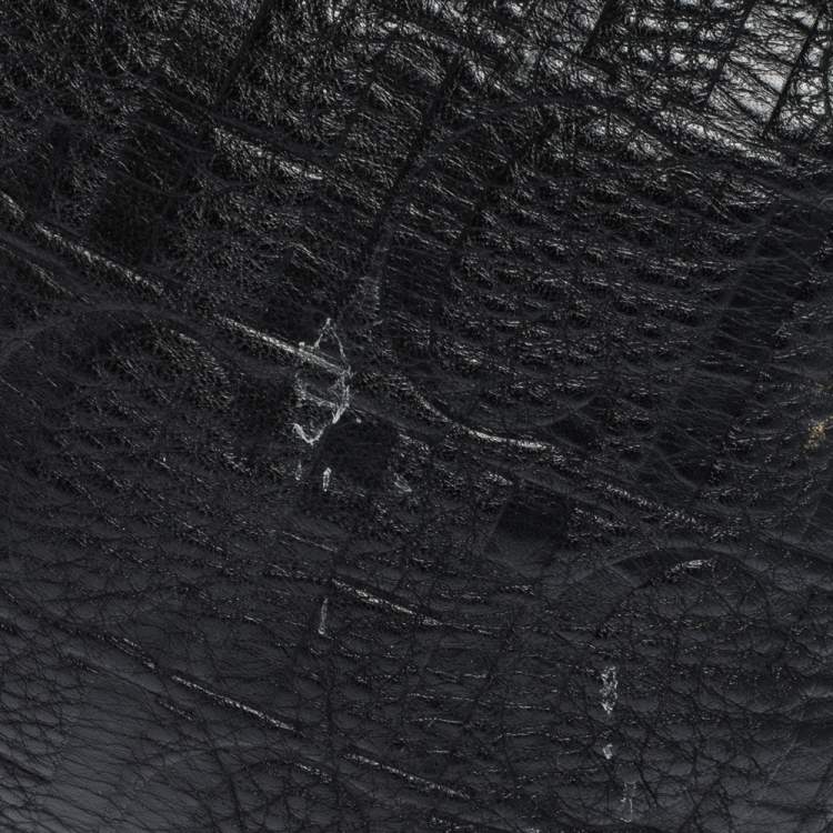 Pre Owned Carolina Herrera Black Monogram Leather Audrey Tote