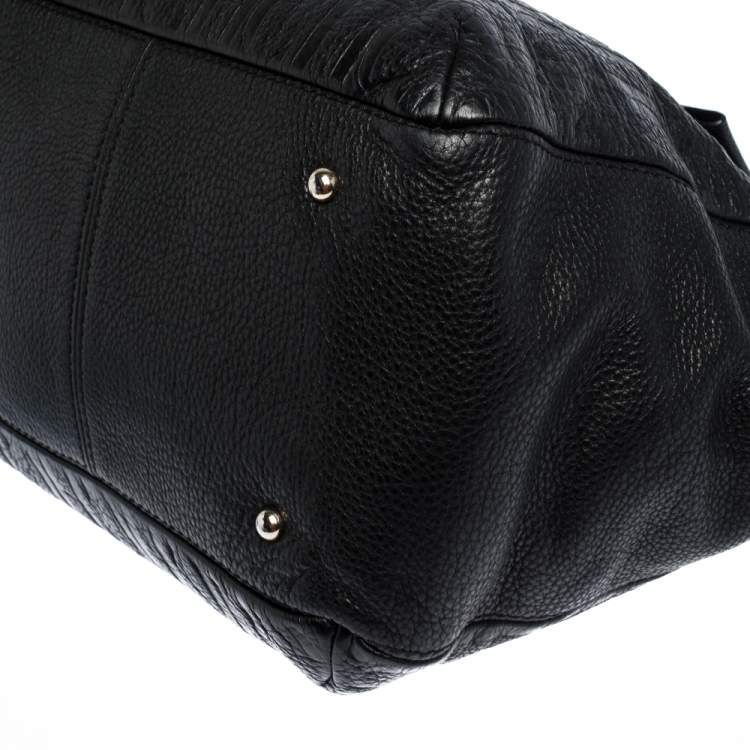 Pre Owned Carolina Herrera Black Monogram Leather Audrey Tote