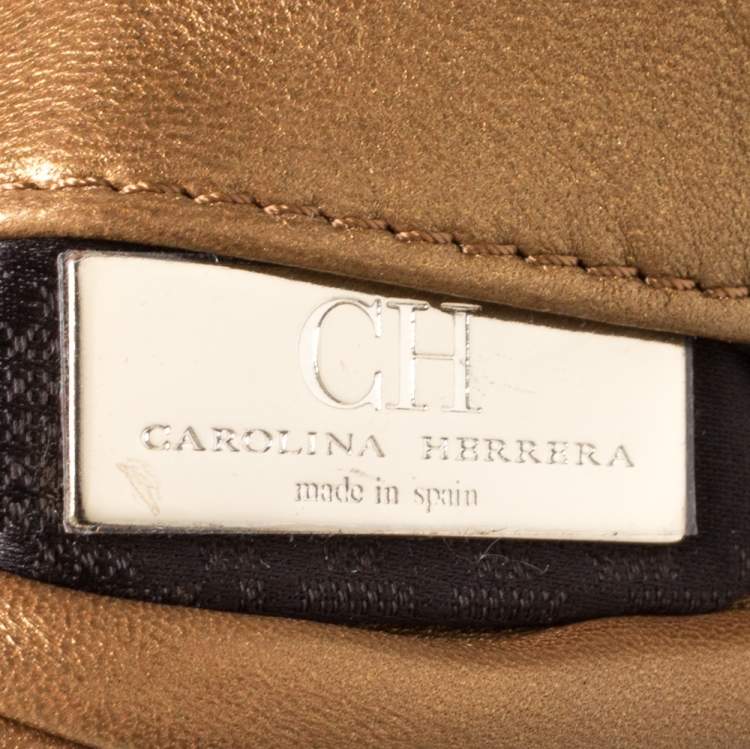 Pre Owned Carolina Herrera Gold Quilted Leather Chain Clutch