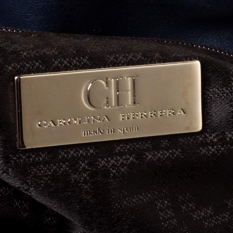 Pre Owned Carolina Herrera Blue Leather Shoulder Bag