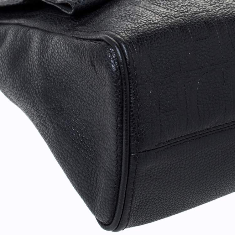 مملوكة مسبقًا Carolina Herrera Black Leather Minueto Flap Bag