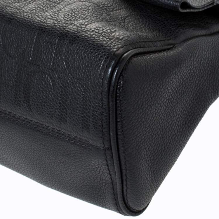 مملوكة مسبقًا Carolina Herrera Black Leather Minueto Flap Bag