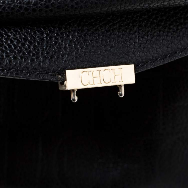 مملوكة مسبقًا Carolina Herrera Black Leather Minueto Flap Bag