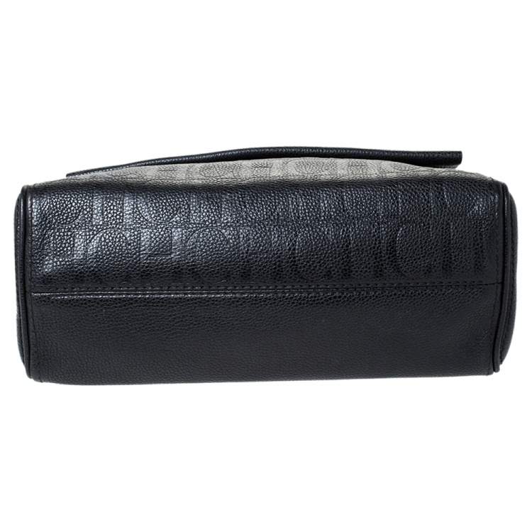 مملوكة مسبقًا Carolina Herrera Black Leather Minueto Flap Bag