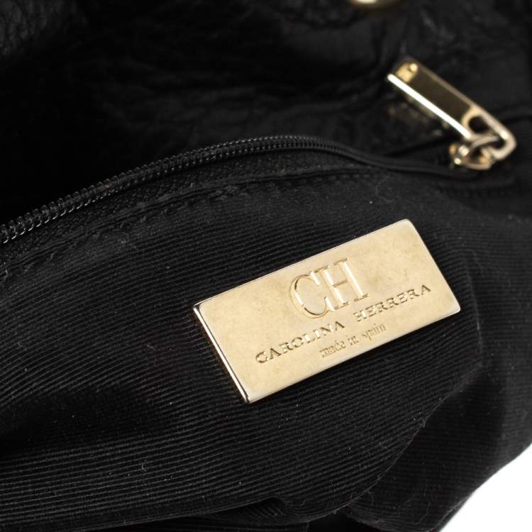 Pre Owned Carolina Herrera Black Leather Audrey Shoulder Bag