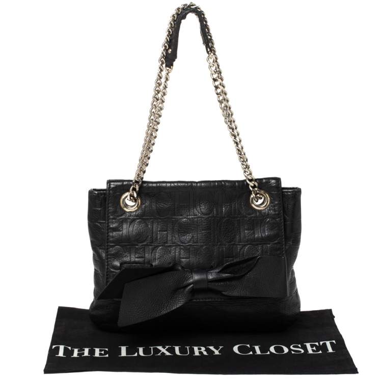 Pre Owned Carolina Herrera Black Leather Audrey Shoulder Bag