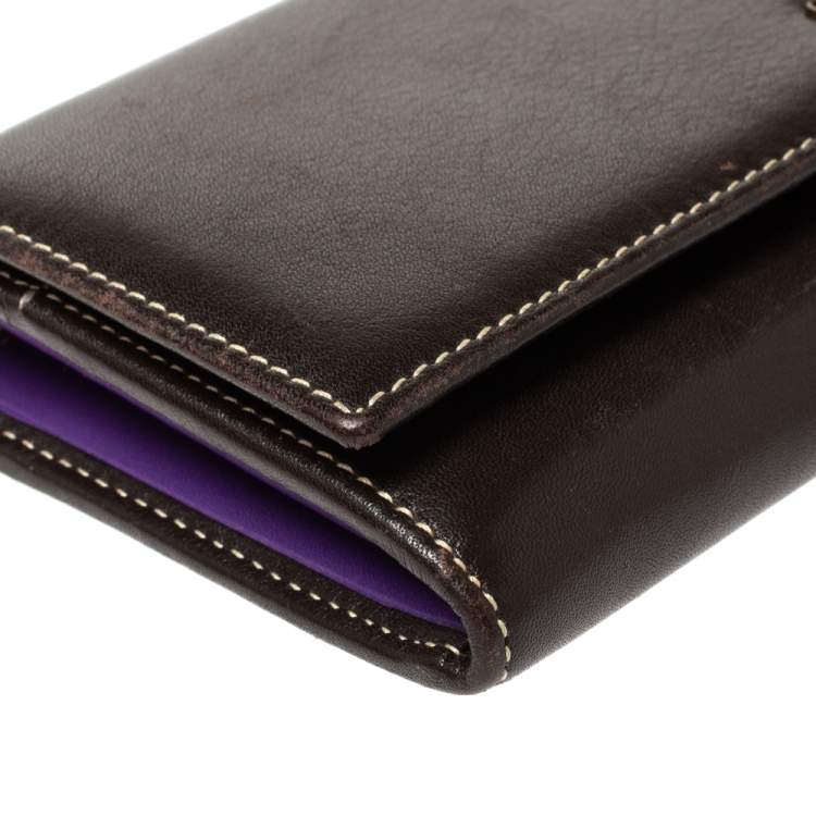 Pre Owned Carolina Herrera Dark Brown Flap Continental Wallet