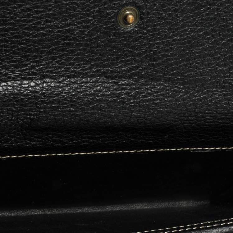 Pre Owned Carolina Herrera Black Monogram Embossed Patent Leather Flap Continental Wallet