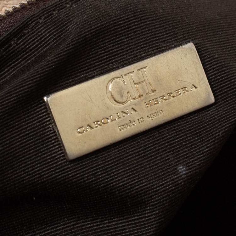 Pre Owned Carolina Herrera Beige Leather Flap Chain Shoulder Bag