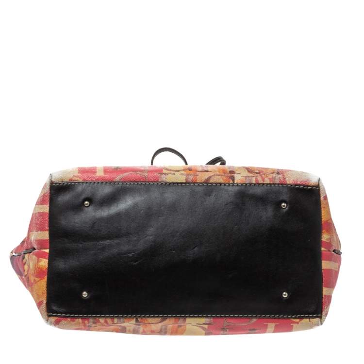 Pre Owned Carolina Herrera Multicolor Printed Coated Canvas and Leather Shopper Tote