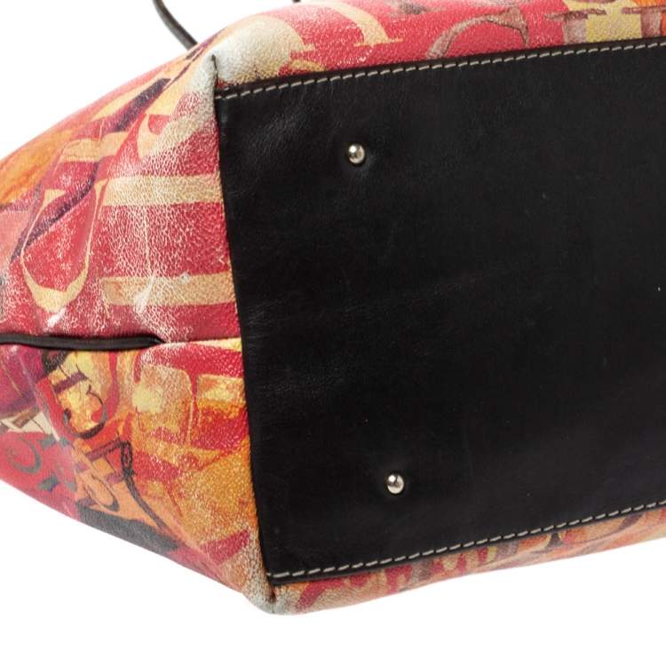 Pre Owned Carolina Herrera Multicolor Printed Coated Canvas and Leather Shopper Tote