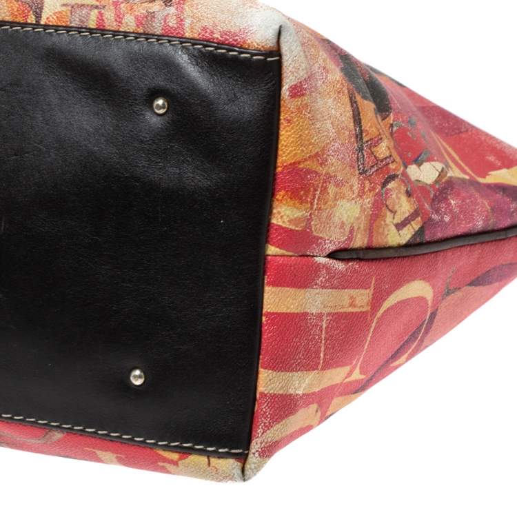 Pre Owned Carolina Herrera Multicolor Printed Coated Canvas and Leather Shopper Tote