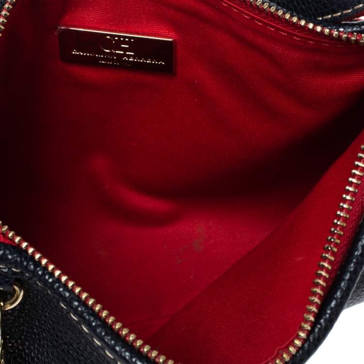 Pre Owned Carolina Herrera Navy Blue Leather Crossbody Bag