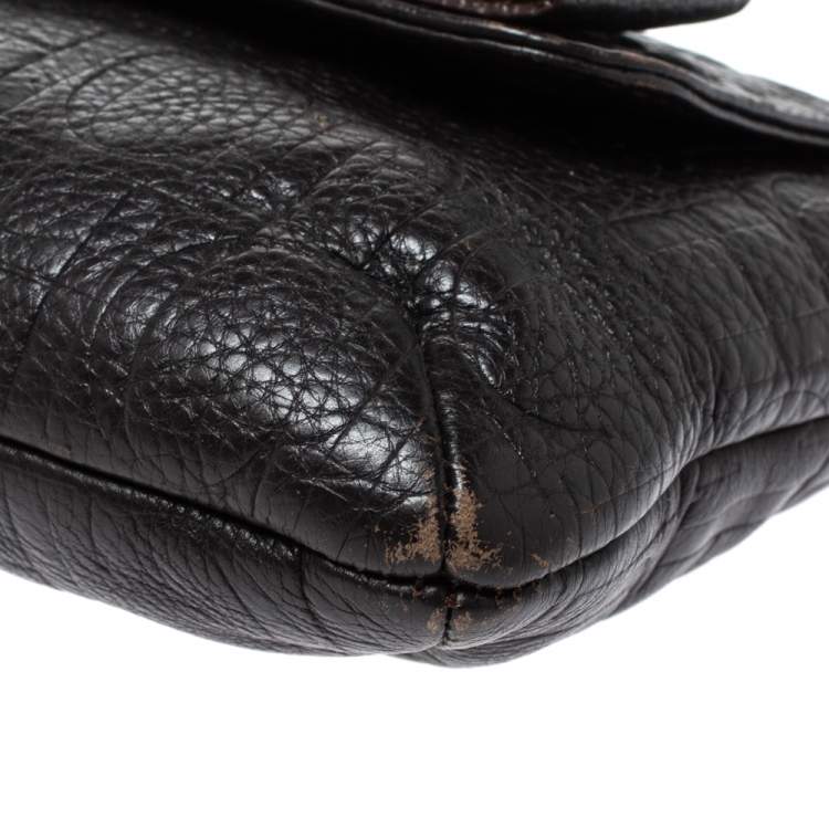 Pre Owned Carolina Herrera Dark Brown Leather Audrey Shoulder Bag