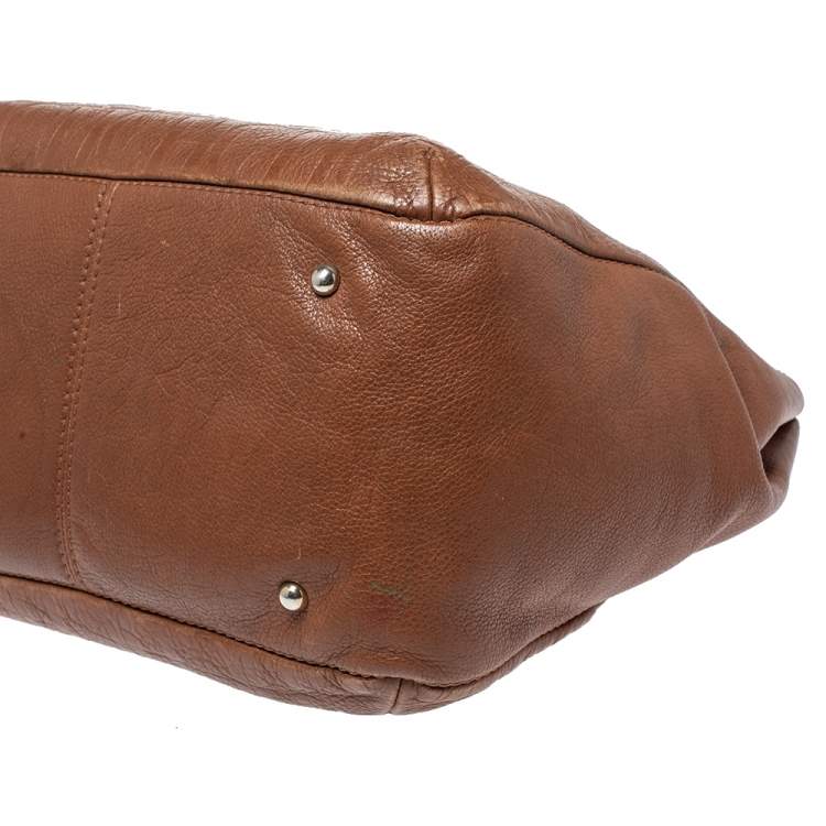 Pre Owned Carolina Herrera Brown Monogram Leather Audrey Tote