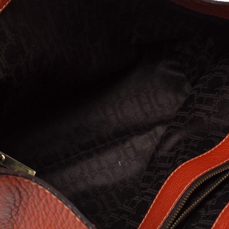 Pre Owned Carolina Herrera Orange Leather Shopper Tote